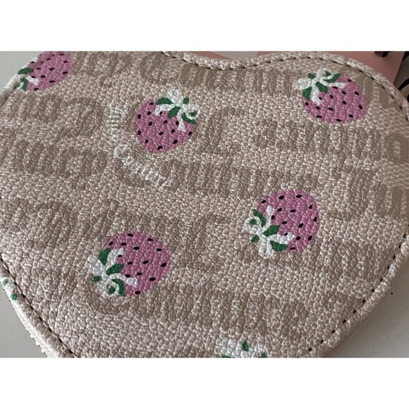 Juicy Couture Berry Sweet Coin Purse Wristlet Sandstone Cherry Blossom NEW - Picture 5 of 9